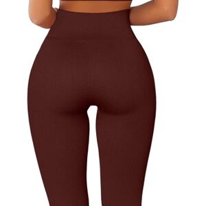 Brown Ribbed Leggings